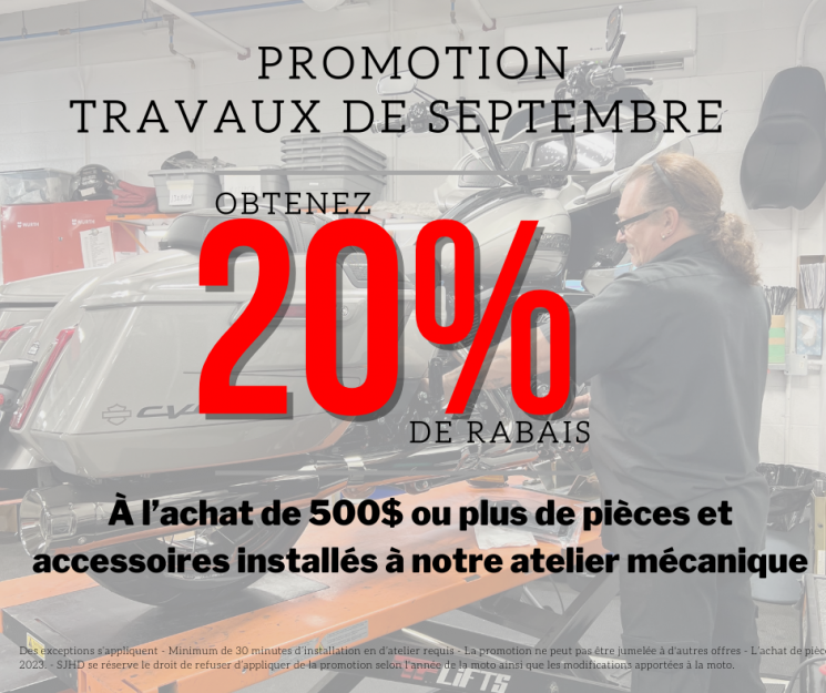 Promotion travaux de septembre- 20% de rabais
